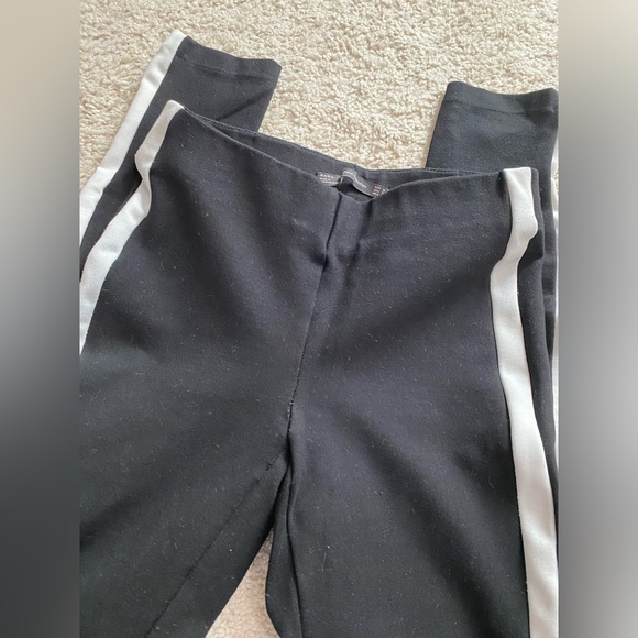 ZARA Leggings with Piped Side Stripes Mid Rise Black White EUC Size S - Picture 3 of 4